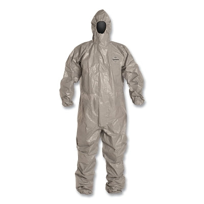 Dupont Tychem F Coveralls with attached Hood, Gray, Large (251-TF145T-LG)