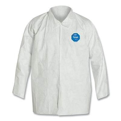 Dupont Tyvek® 400 Front Snap Shirt with Collar and Open Wrists, Flashspun, White, 3X-Large (251-TY303S-3X)