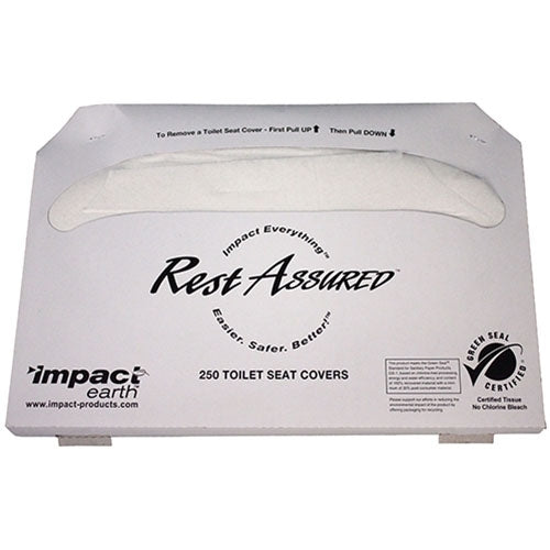 Impact® Rest Assured® Green Seal Half Fold Toilet Seat Covers, 250/Pack, 10 Packs/Case (IMP25121973)
