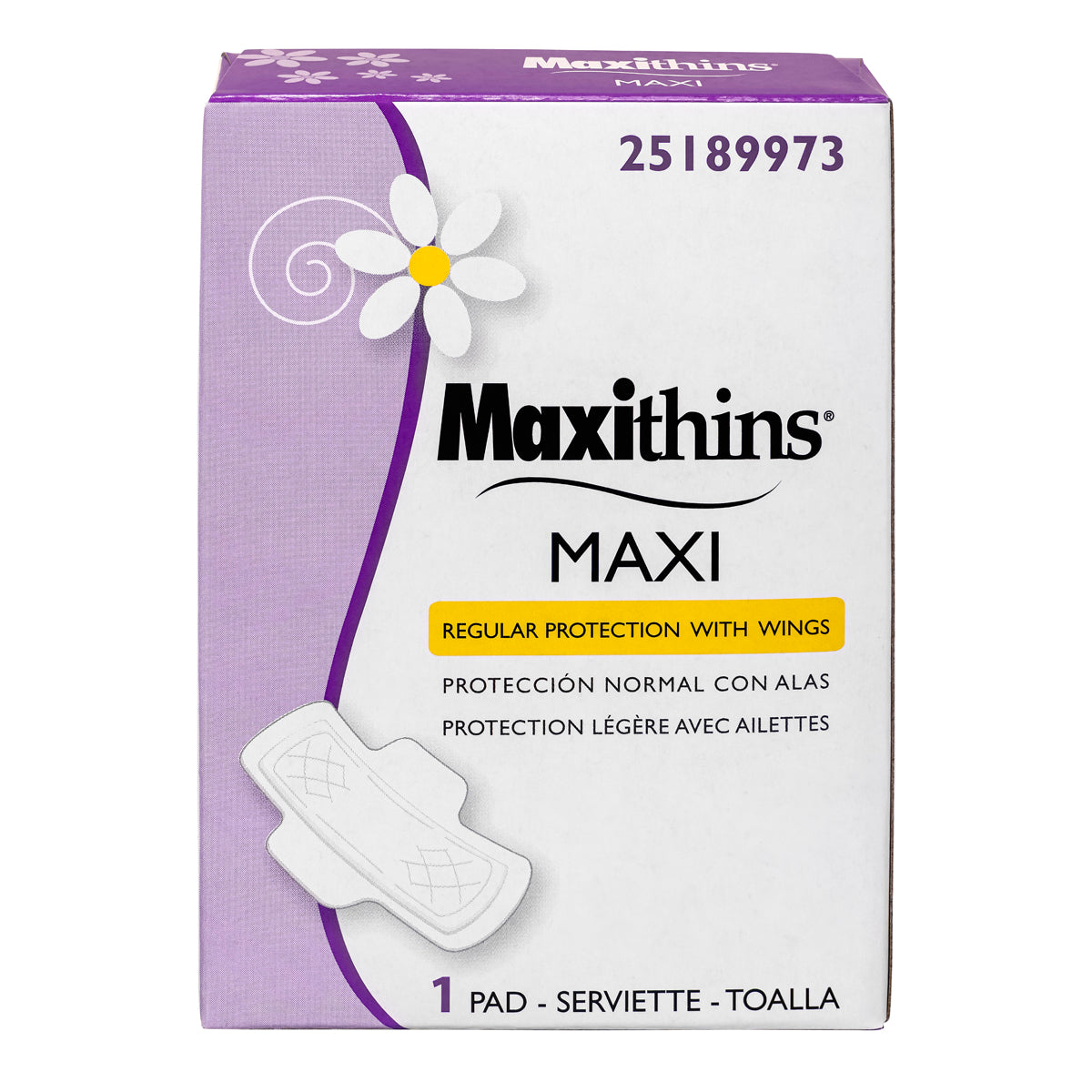 Hospeco® Maxithins® Vended Maxi Pads w/ Wings, Regular Absorbency, 250/Case (HOS25189973)