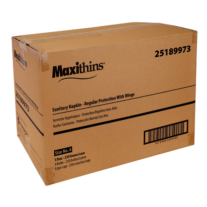 Hospeco® Maxithins® Vended Maxi Pads w/ Wings, Regular Absorbency, 250/Case (HOS25189973)