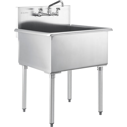 Global Industrial Stainless Steel Utility Sink w/Faucet, 24" x 24" x 14" Deep, Non-NSF (WB252979)