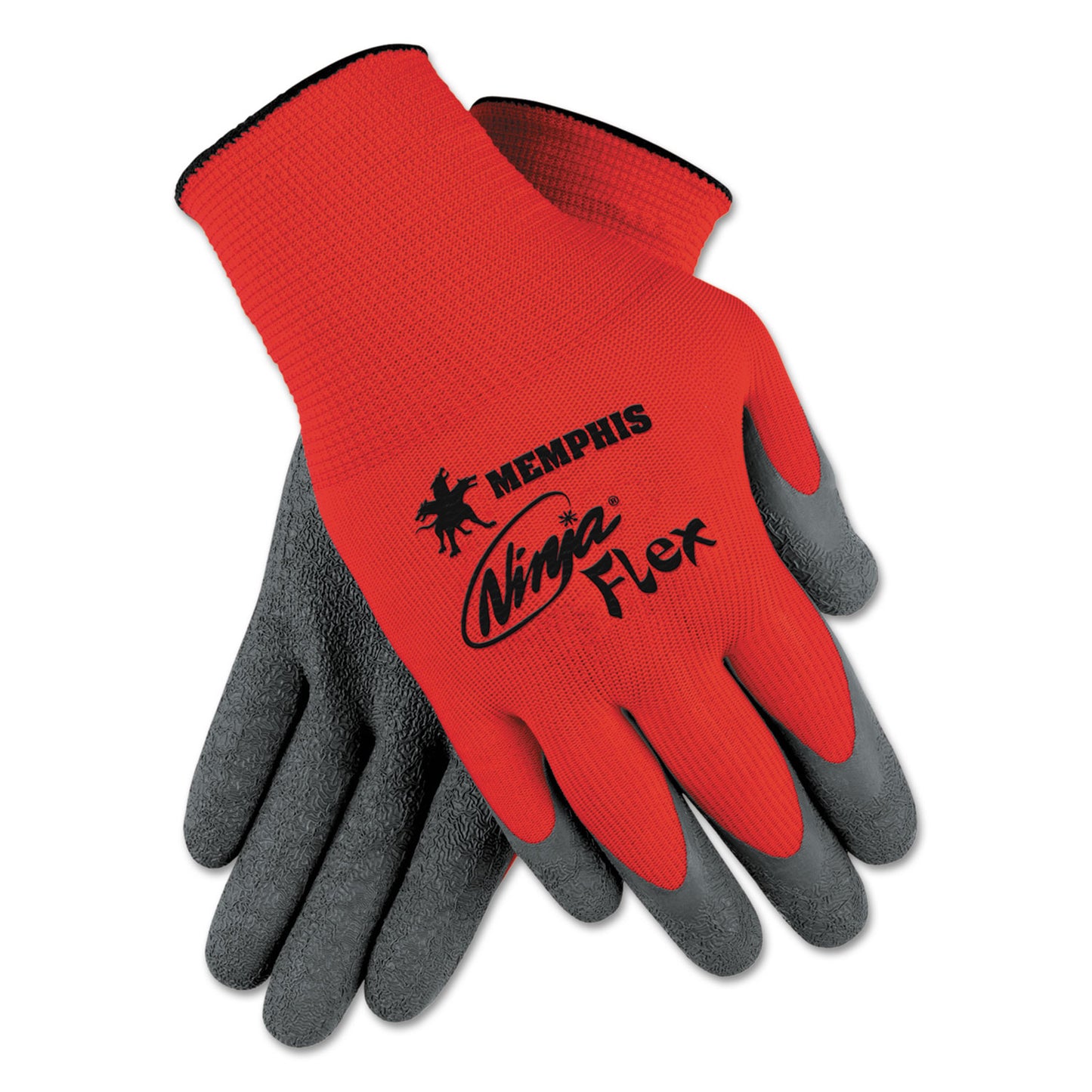 MCR™ Safety Ninja Flex Latex Coated Palm Gloves, EN388: 3131, 10" Long, Medium, Red/Gray, 12 Pairs (CRWN9680M)