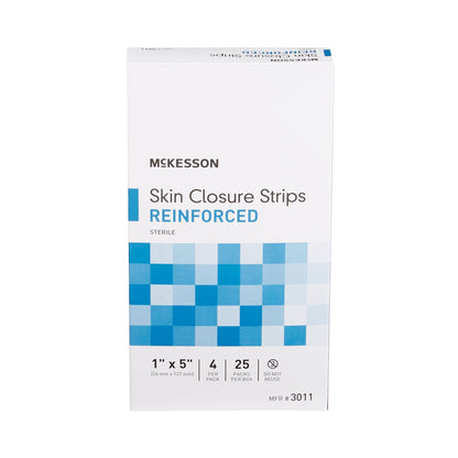 McKesson Skin Closure Strip 1 X 5 Inch Nonwoven Material Reinforced Strip White (876310_CS)