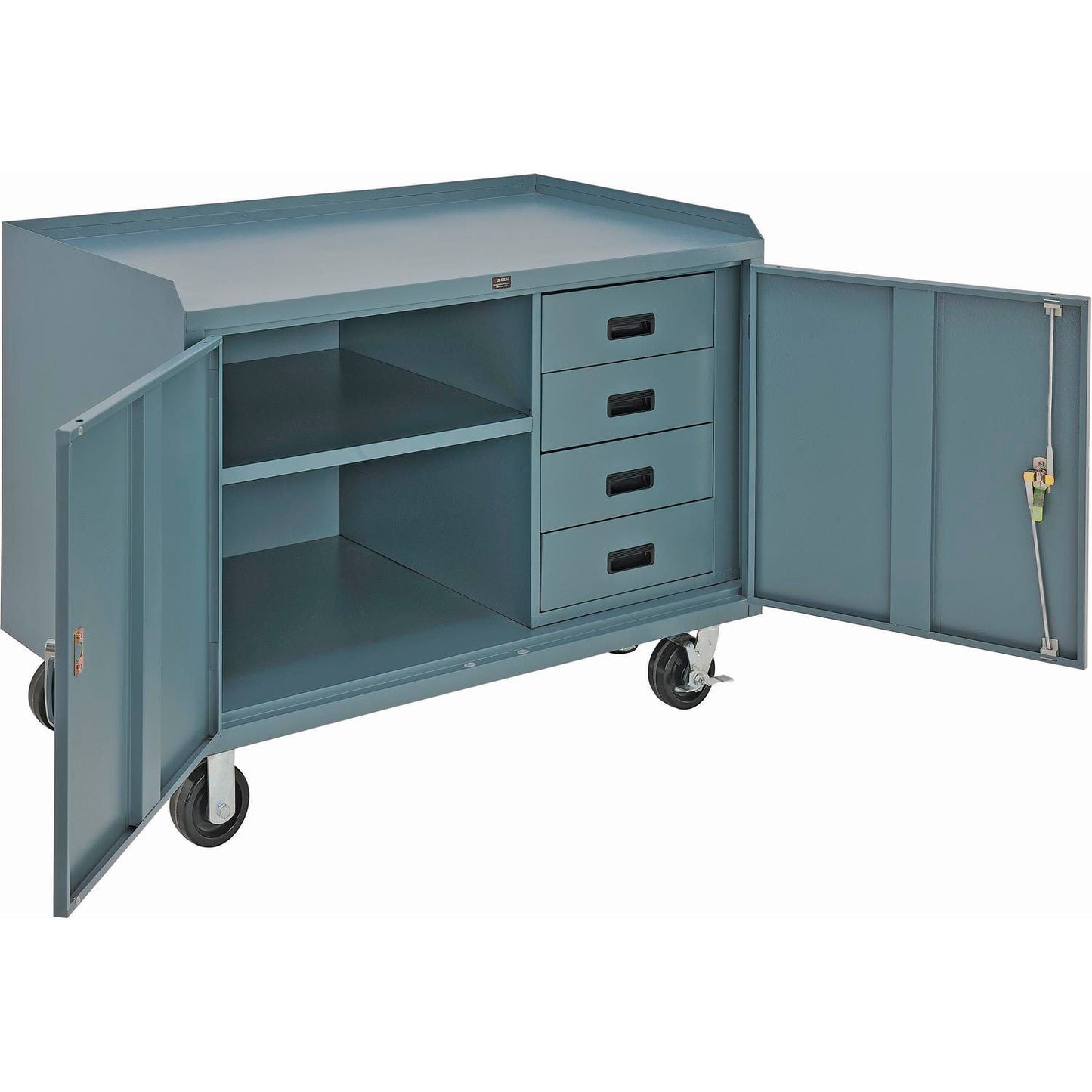Global Industrial Mobile Drawer Workbench Cabinet w/ Steel Square Edge Top, 48"W x 26"D, Gray (WB253756)