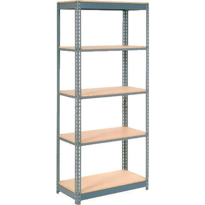 Global Industrial 5 Shelf, Standard Duty Boltless Shelving, Starter, 36"W x 18"D x 84"H, Wood Deck (WB254440)