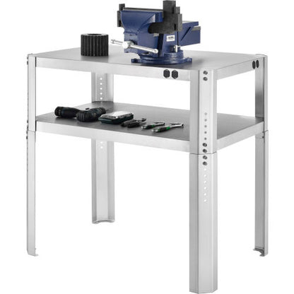 Global Industrial Adjustable Height Machine Stand, 430 Stainless Steel, 36"Wx24"Dx30-36"H (WB254846SS)
