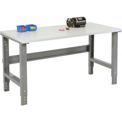 Global Industrial 48x30 Adjustable Height Workbench C-Channel Leg - ESD Square Edge Gray (WB237344)
