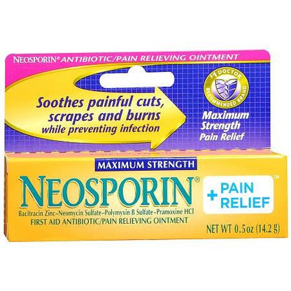 Neosporin® + Pain Relief Maximum Strength First Aid Antibiotic with Pain Relief Neomycin Sulfate / Polymyxin B Sulfate / Pramoxine HCl Cream 0.5 oz. Tube (279196_EA)