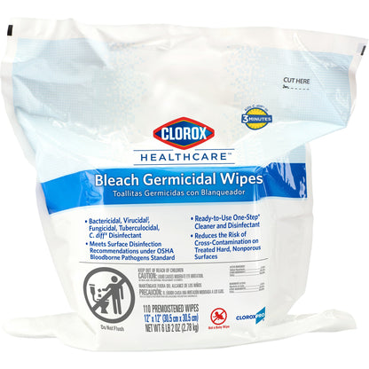 Clorox Healthcare® Bleach Germicidal Premoistened Germicidal Manual Pull Wipe 110 Count Pouch Floral Bleach Scent NonSterile (743112_CS)
