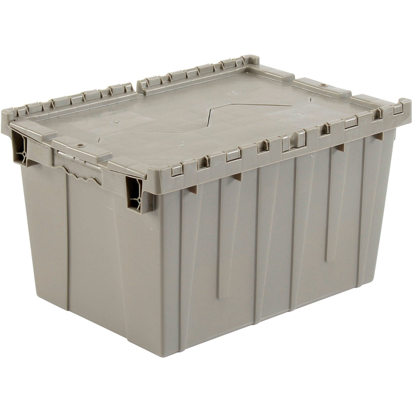 Global Industrial Plastic Attached Lid Shipping & Storage Tote, 21-7/8"x15-1/4"x12-7/8", Gray (WB257809)