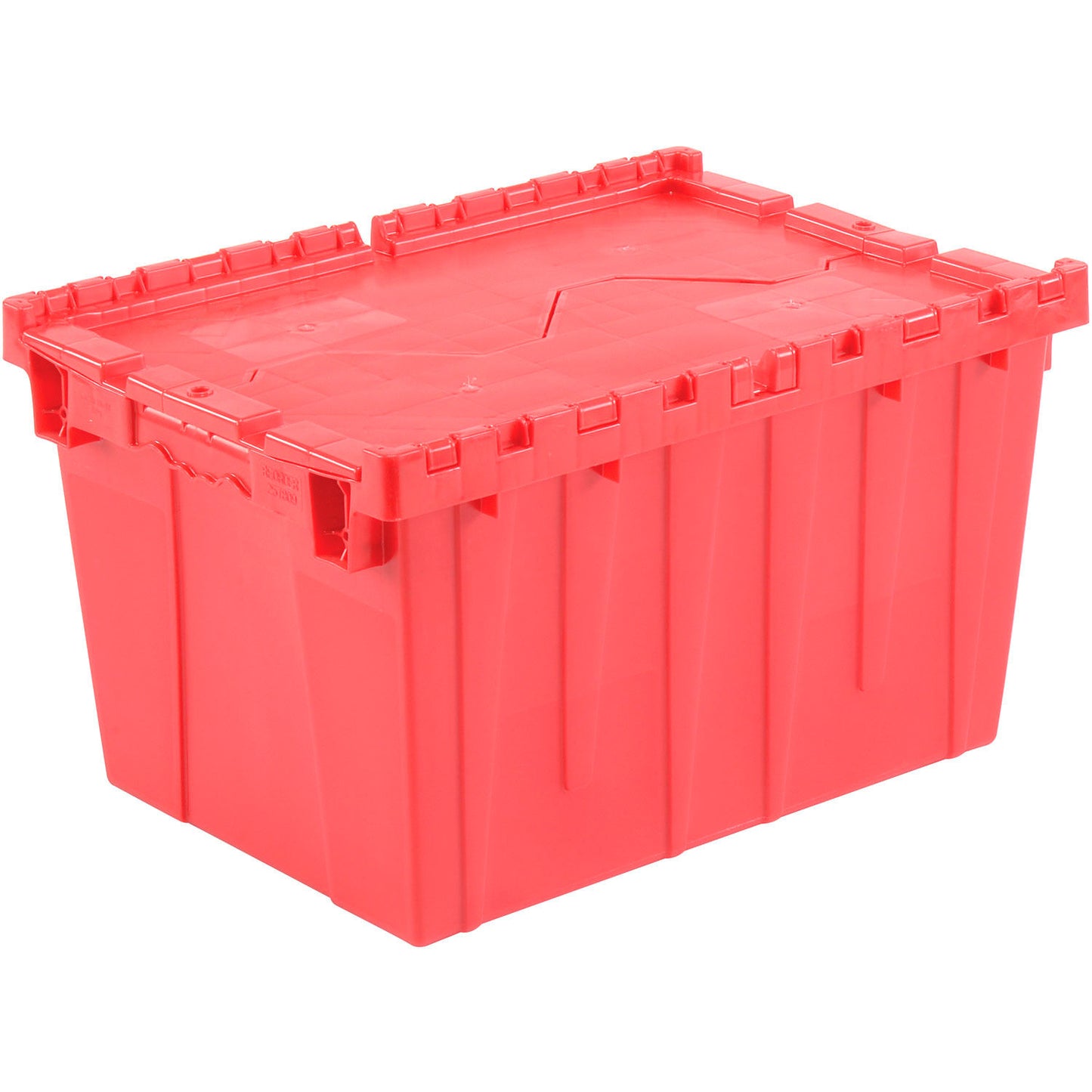 Global Industrial Plastic Attached Lid Shipping & Storage Tote, 21-7/8"x15-1/4"x12-7/8", Red (WB257809RD)