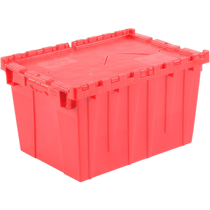 Global Industrial Plastic Attached Lid Shipping & Storage Tote, 21-7/8"x15-1/4"x12-7/8", Red (WB257809RD)
