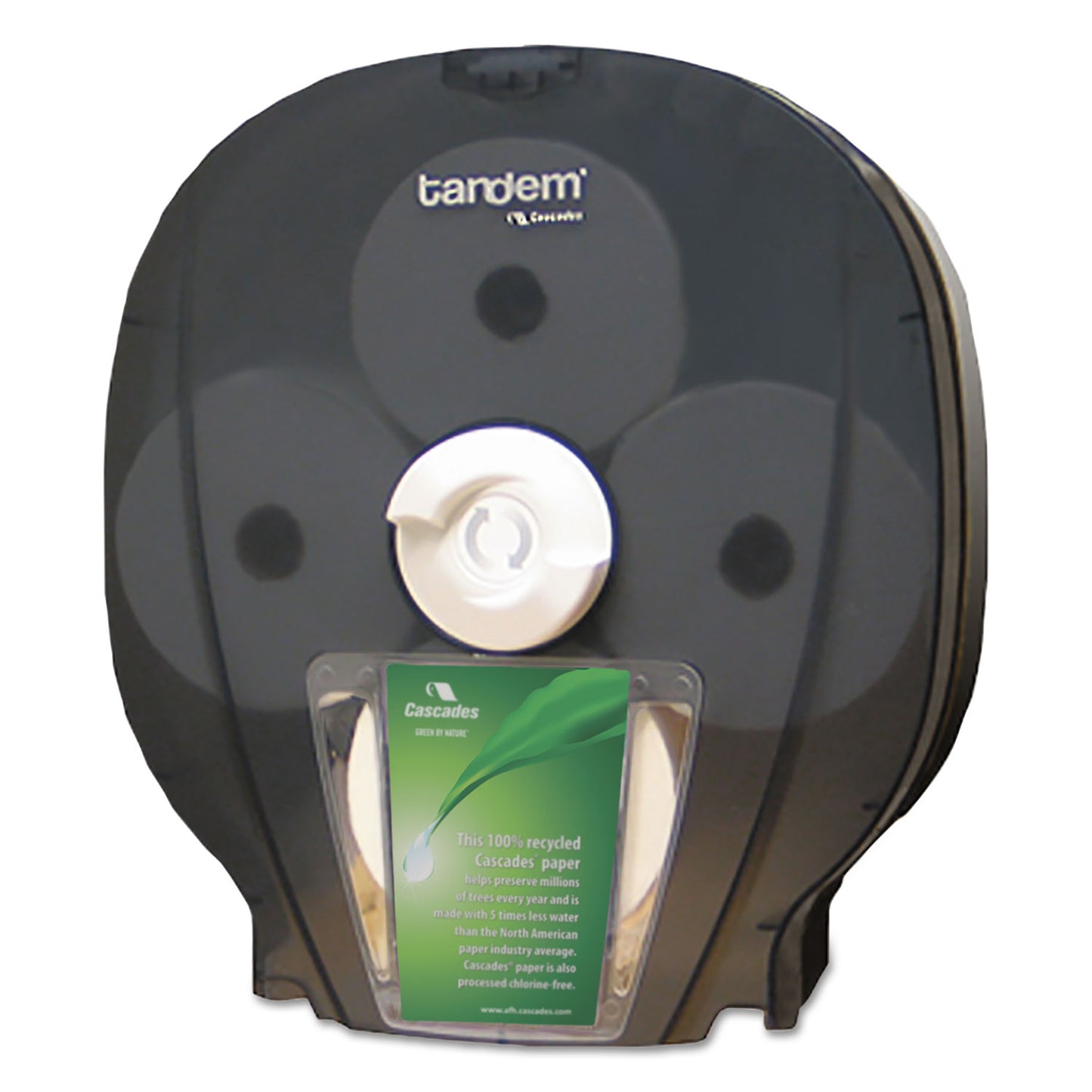 Cascades PRO Tandem High Capacity Bath Tissue Dispenser, 6.3 x 13.2 x 15.2, Smoked Gray (CSDC274)
