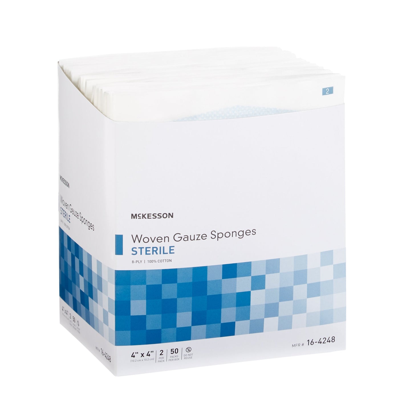 McKesson Gauze Sponge 4 X 4 Inch 8-Ply Sterile 2 per Pack (762704_PK)