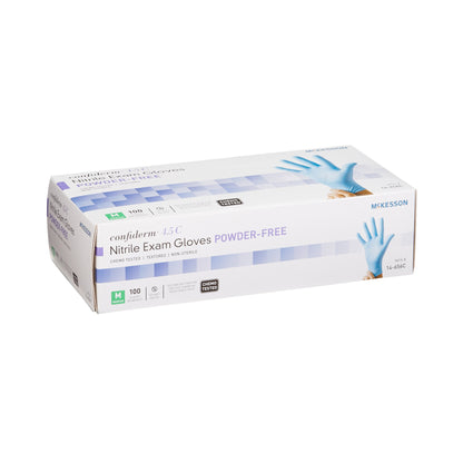 McKesson Confiderm® 4.5C Exam Glove Medium NonSterile Nitrile Standard Cuff Length Textured Fingertips Blue Chemo Tested (921603_CS)