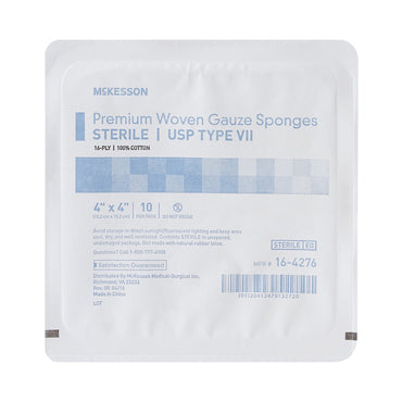 McKesson Gauze Sponge 4 X 4 Inch 16-Ply Sterile 10 per Tray (474706_TR)