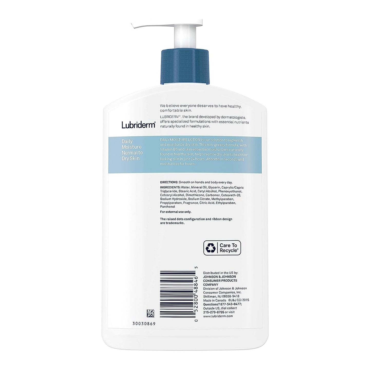 Lubriderm® Daily Moisture Hand and Body Moisturizer 16 oz. Pump Bottle Unscented Lotion (1228791_EA)