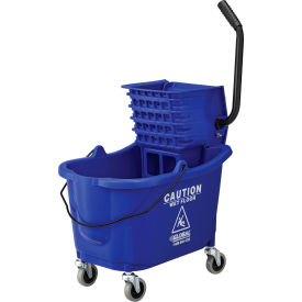 Global Industrial Mop Bucket And Wringer Combo 38 Qt., Side Press, Blue (WB260594BL)