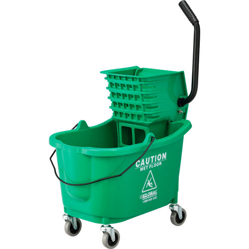 Global Industrial Mop Bucket And Wringer Combo 38 Qt., Side Press, Green (WB260594GN)