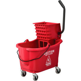 Global Industrial Mop Bucket And Wringer Combo 38 Qt., Side Press, Red (WB260594RD)