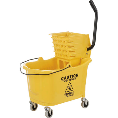 Global Industrial Mop Bucket & Wringer Combo, 38 Qt., Side Press, Yellow (WB260594)