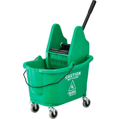 Global Industrial Mop Bucket And Wringer Combo 38 Qt., Down Press, Green (WB260595GN)