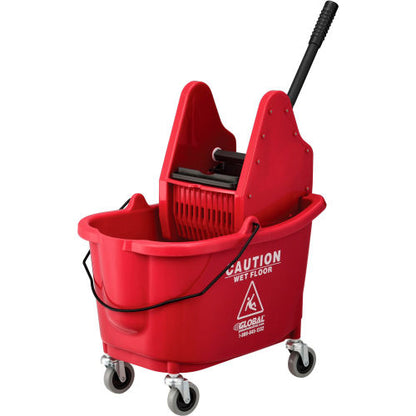 Global Industrial Mop Bucket And Wringer Combo 38 Qt., Down Press, Red (WB260595RD)