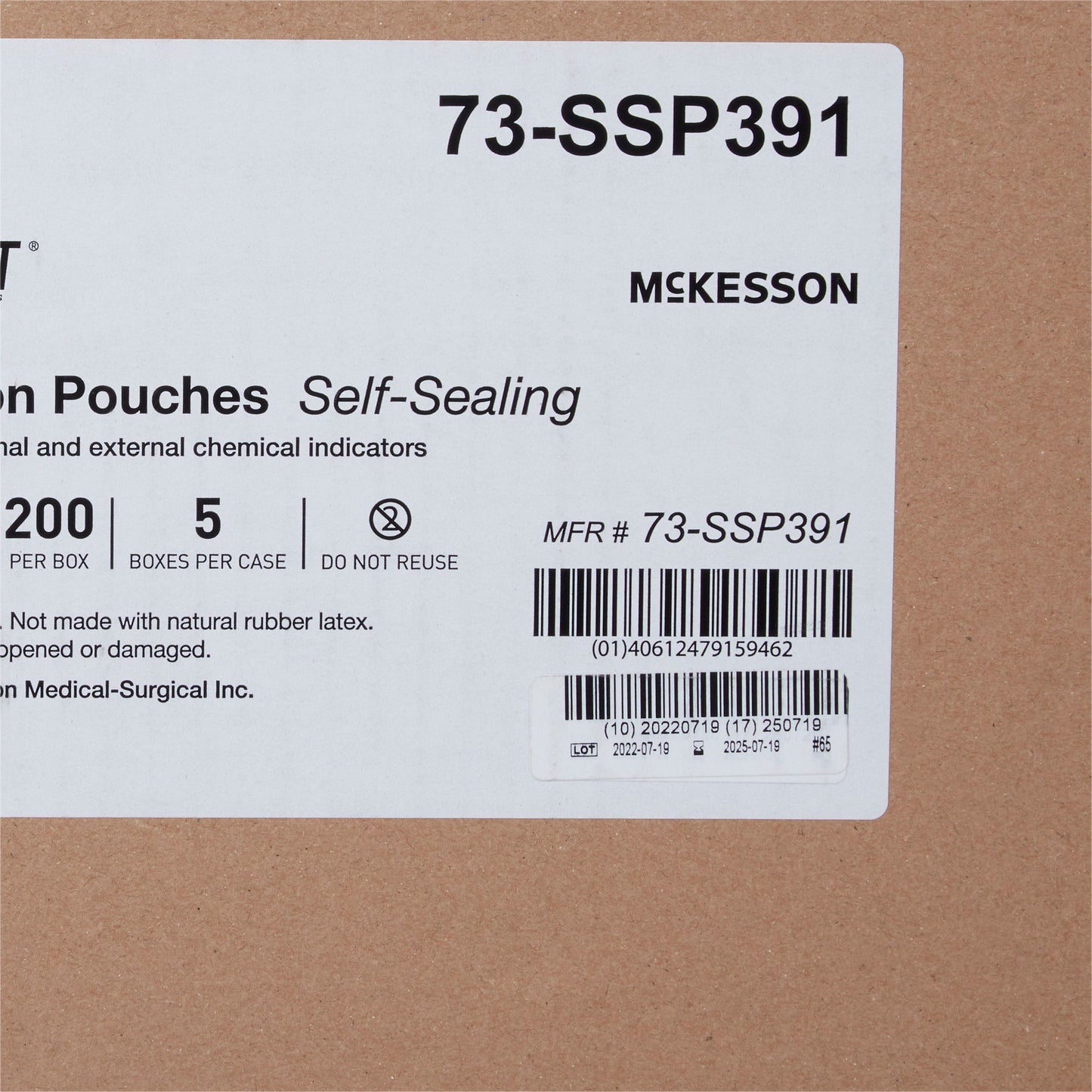 McKesson Argent™ Sure-Check® Sterilization Pouch Ethylene Oxide (EO) Gas / Steam 12 X 18 Inch Transparent / Blue Self Seal Paper / Film (527136_BX)