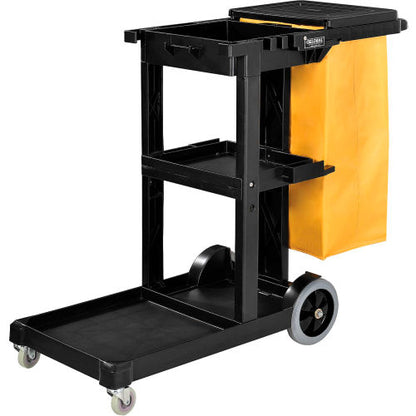Global Industrial Janitor Cart Black with 25 Gallon Vinyl Bag (WB261896)