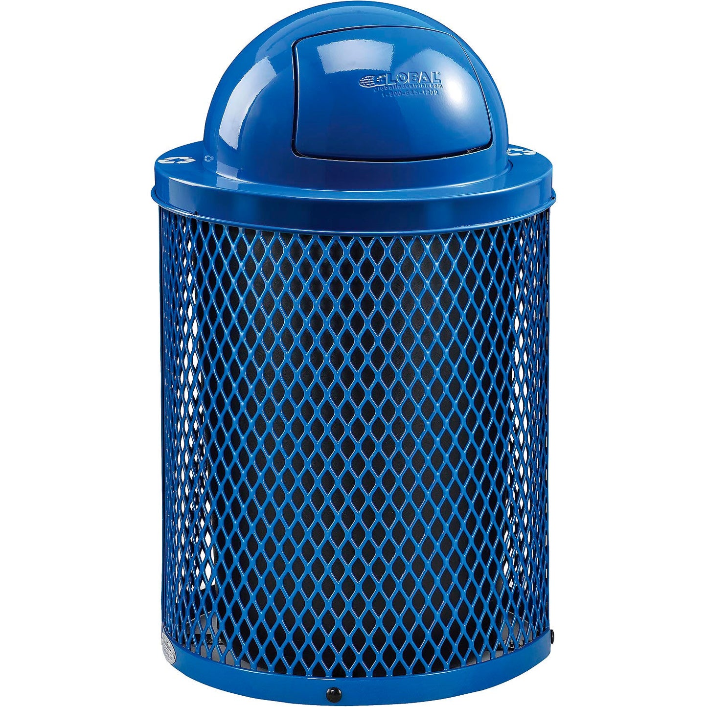 Global Industrial Outdoor Diamond Steel Recycling Can w/Dome Lid, 36 Gallon, Blue (WB261962BL)