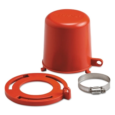 Brady Plug Lockouts, 0.37 in Dia. Shackle, 4.71 in Dia. x 4 in H, Red (262-113234)
