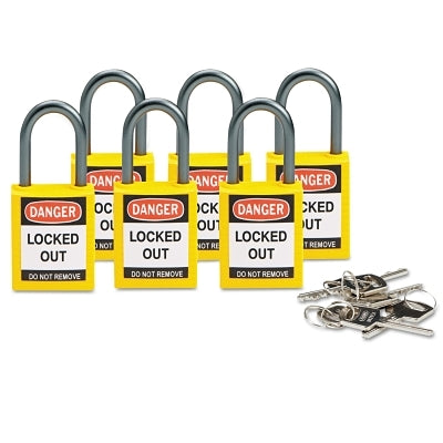 Brady Compact Safety Locks, 1 1/5 in W x 5/8 L in x 1 2/5 H, Yellow, 6/Pk (262-118930)