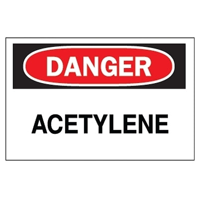 Brady Chemical & Hazardous Material Signs, Danger, Acetylene, White/Red/Black (262-22292)