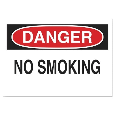 Brady Health & Safety Signs, Danger - No Smoking, 10X14 Polyester Sticker (262-88371)