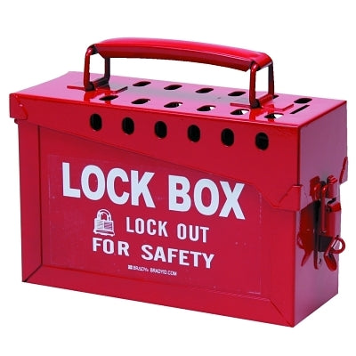 Brady Lock Box, 6 in H x 9 in L x 3.5 in W, Steel, Red (262-65699)