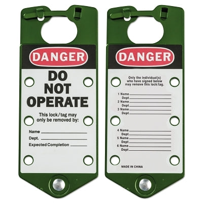 Brady Labeled Lockout Hasps, 3 in W x 7 1/4 in L, Green (262-65963)
