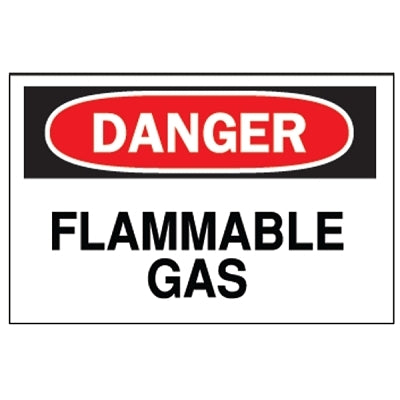 Brady Chemical & Hazardous Material Signs, Danger/Flammable Gas, White/Red/Black (262-72230)