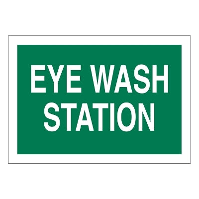 Brady Eye Wash Station Signs, White on Green (262-72722)