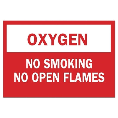 Brady Chemical and Hazardous Material Signs, Oxygen/No Smoking No Open Flames (262-73418)