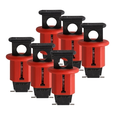 Brady Miniature Circuit Breaker Lockout, 0.32 in dia Shackle, Red, Pin Out Standard (262-90845)