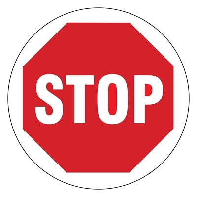 Brady Anti Skid Floor Signs Stop, 17 in Dia., White on Red (262-97614)