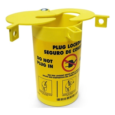 Brady Plug Lockouts, 0.37 in Dia. Shackle, 3.47 in Dia. X 5.2 in H, Yellow (262-PLO23)
