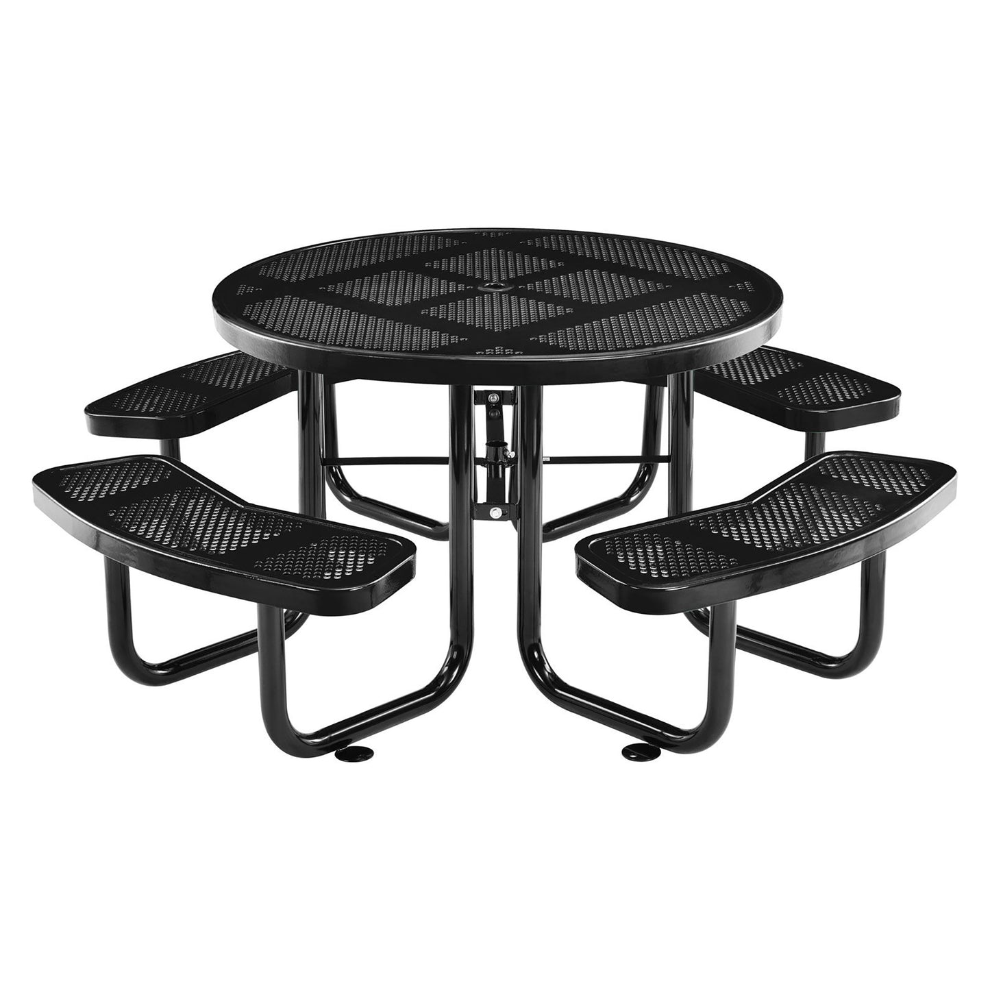 Global Industrial 46" Round Picnic Table, Perforated Metal, Black (WB262078BK)