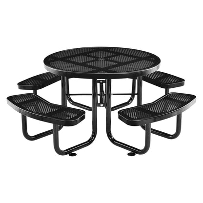 Global Industrial 46" Round Picnic Table, Perforated Metal, Black (WB262078BK)
