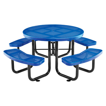 Global Industrial 46" Round Picnic Table, Perforated Metal, Blue (WB262078BL)