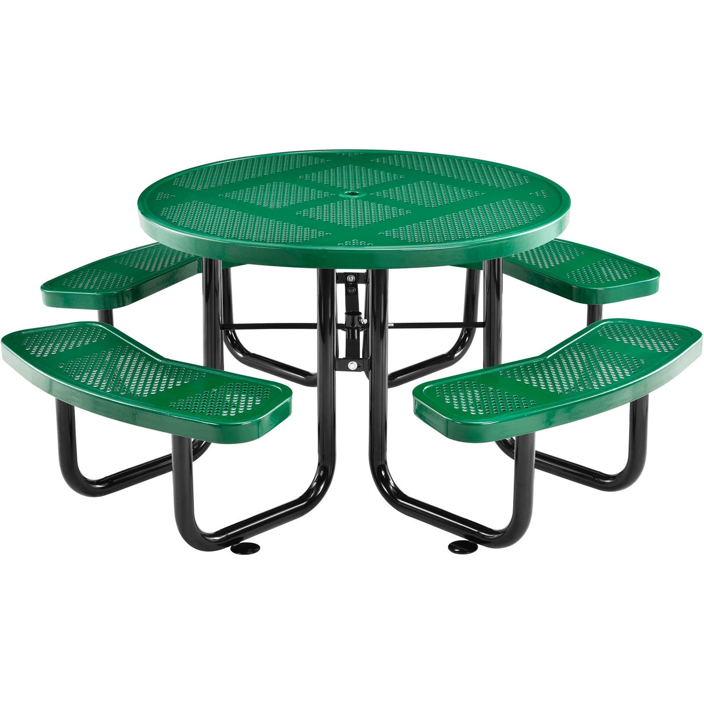 Global Industrial 46" Round Picnic Table, Perforated Metal, Green (WB262078GN)