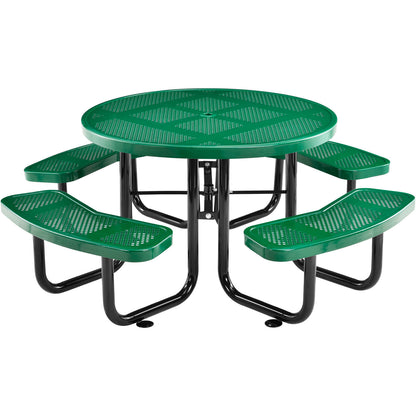 Global Industrial 46" Round Picnic Table, Perforated Metal, Green (WB262078GN)