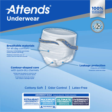 Attends® Unisex Adult Absorbent Underwear Pull On with Tear Away Seams Large Disposable Heavy Absorbency (761660_CS)