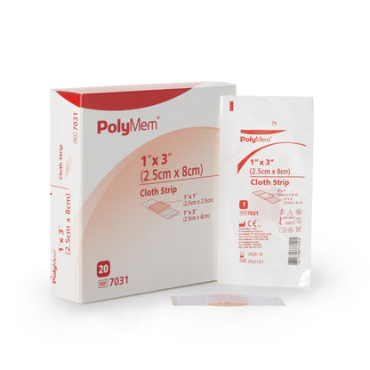 PolyMem® Adhesive Strip 1 X 3 Inch Polyurethane / Film Rectangle Pink / White Sterile (543360_EA)